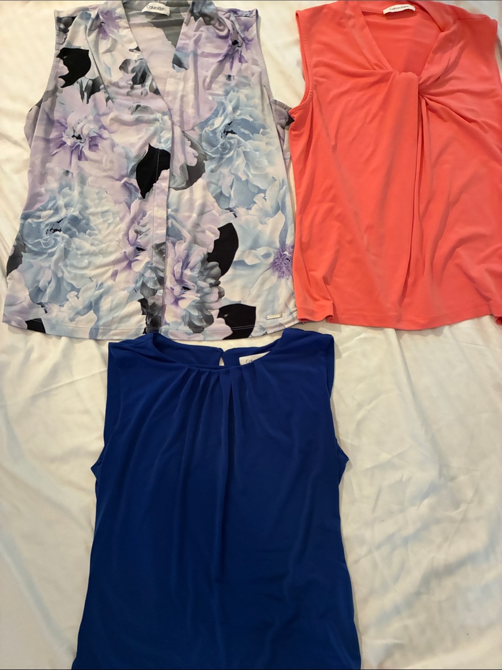 Calvin Klein Floral Lavender, Coral & Royal Blue Sleeveless Camisole Set